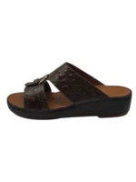 Man Sandal Brown Leather with Ostrich Pattern