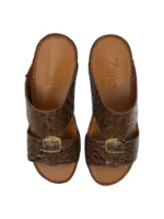 Man Sandal Brown Leather with Ostrich Pattern - Image 4