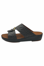 Man Sandal Gray Leather with Ostrich Pattern