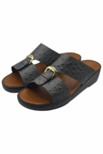 Man Sandal Gray Leather with Ostrich Pattern - Image 3