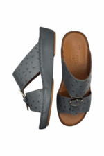 Man Sandal Gray Leather with Ostrich Pattern - Image 5
