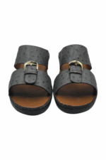 Man Sandal Gray Leather with Ostrich Pattern - Image 4