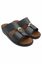 Man Sandal Gray Leather with Ostrich Pattern - Image 2